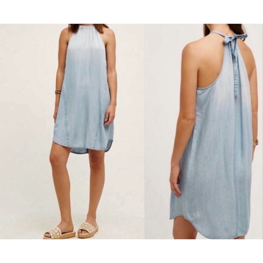 Mustard Seed Women’s Chambray Halter Denim Dress Size Large